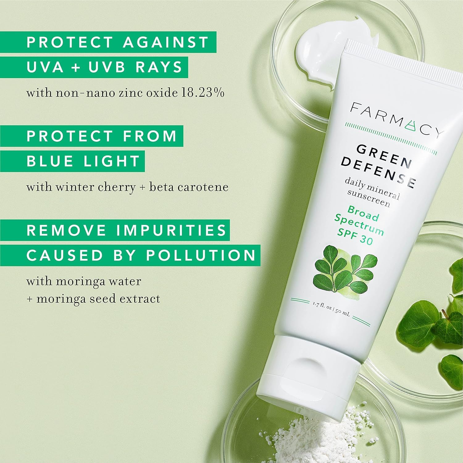 Farmacy Mineral Face Sunscreen spread-on-skin demonstrates a sheer, quick-absorbing finish.