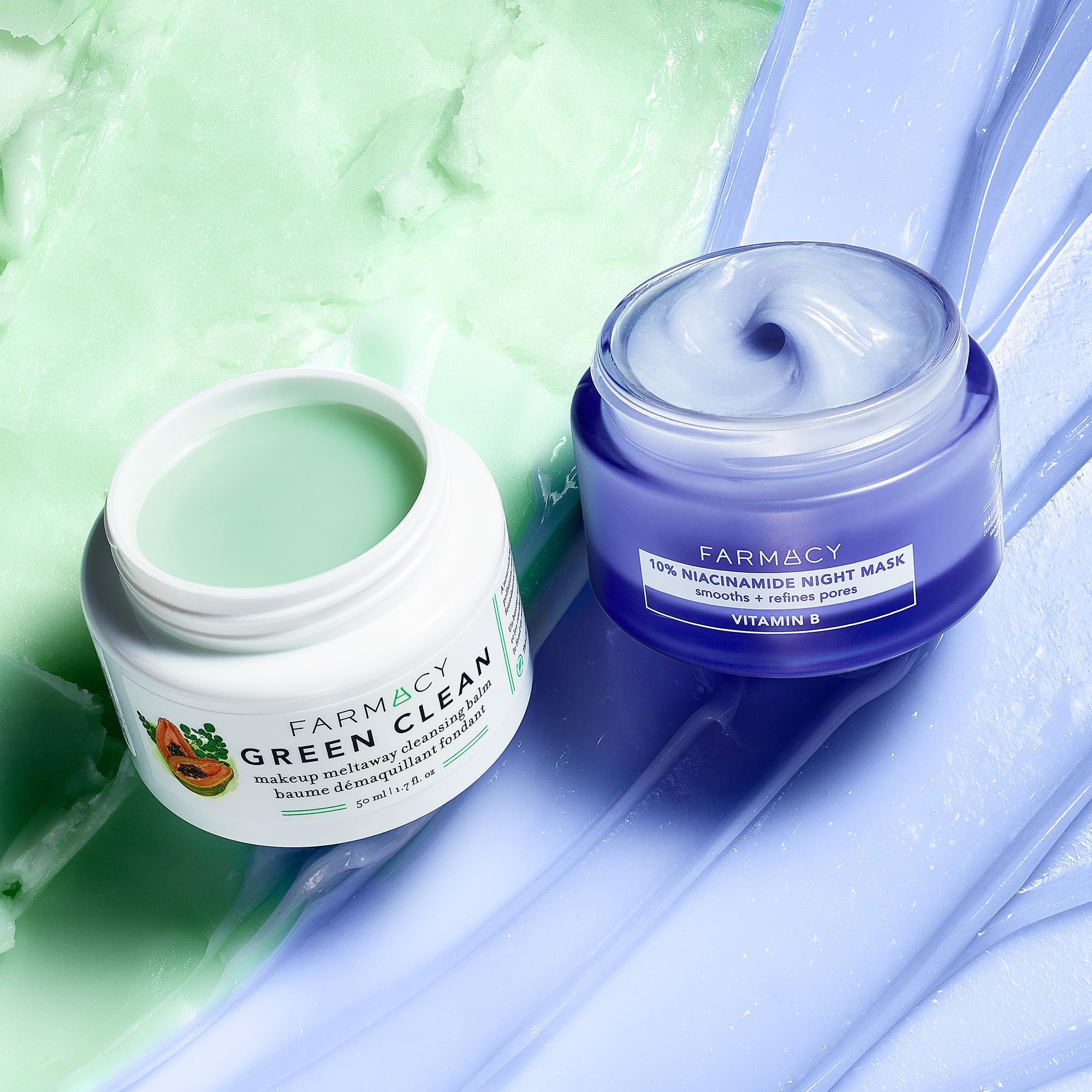 Applying Farmacy Niacinamide Overnight Mask with spatula at night