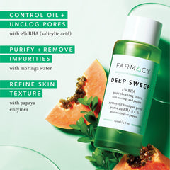 Farmacy papaya enzymes close-up highlights natural exfoliation for refreshed texture.