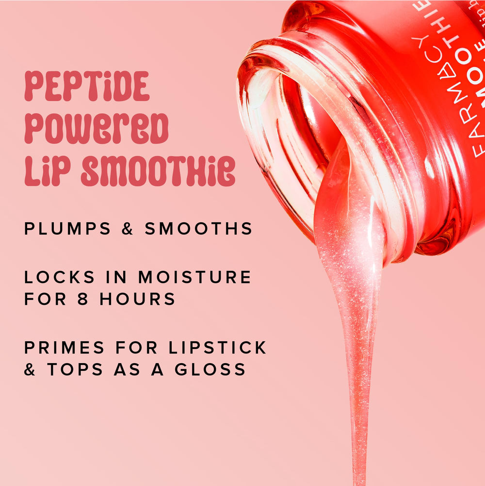 Farmacy Peptide Lip Smoothie apple-high-gloss-finish describes luxurious shine and plump-looking lips.