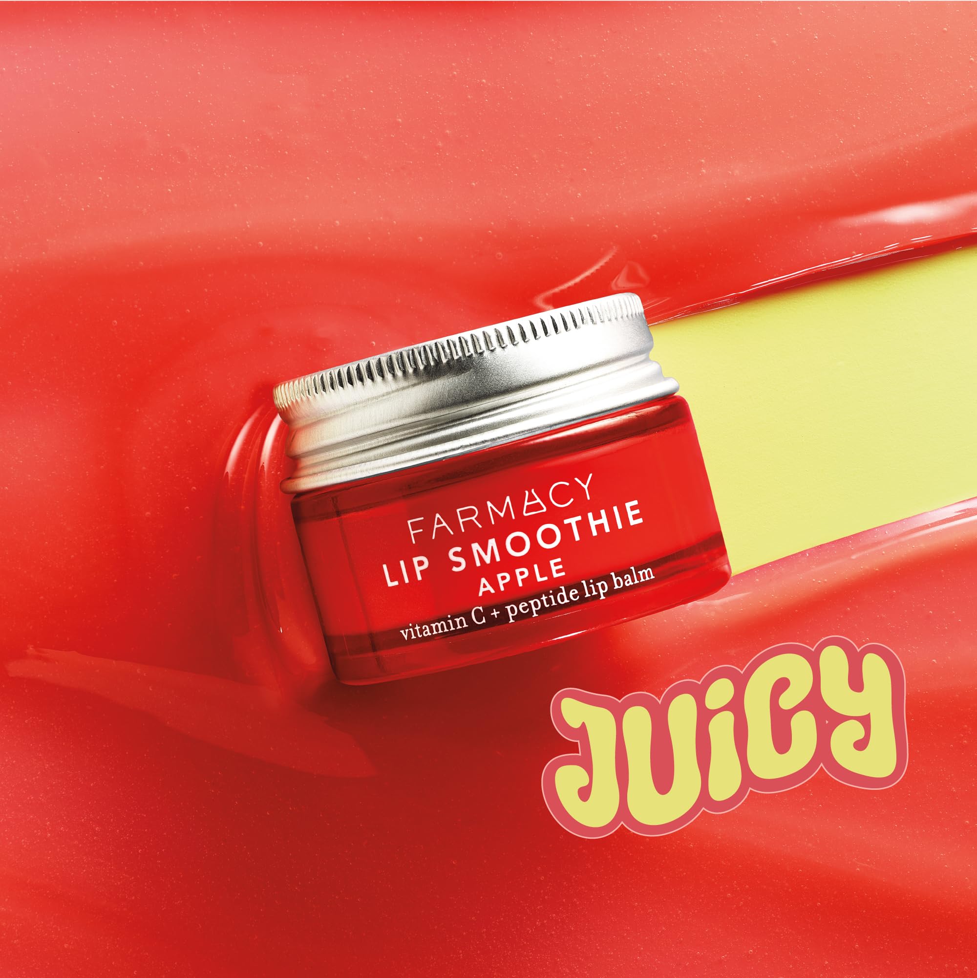 Farmacy Peptide Lip Smoothie apple-texture-closeup highlights creamy texture and high-gloss finish.