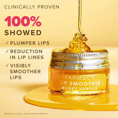 Farmacy Peptide Lip Smoothie honey-vanilla balm swirl showing nourishing shine