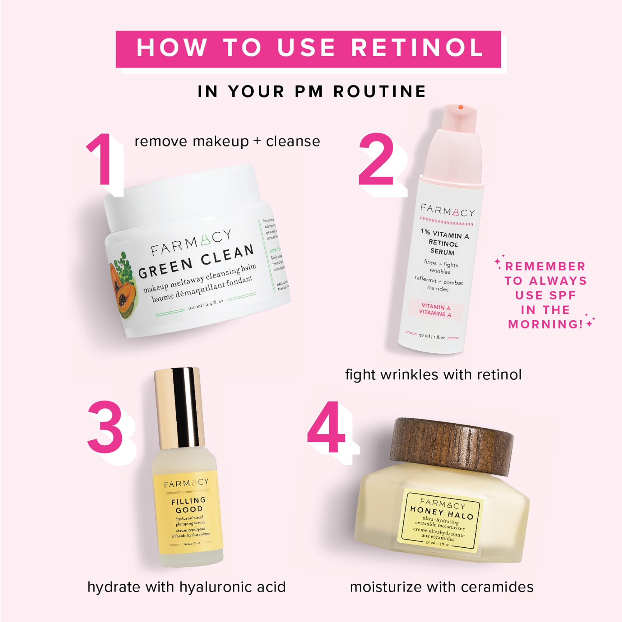 Farmacy retinol serum packaging and ingredient list for informed use