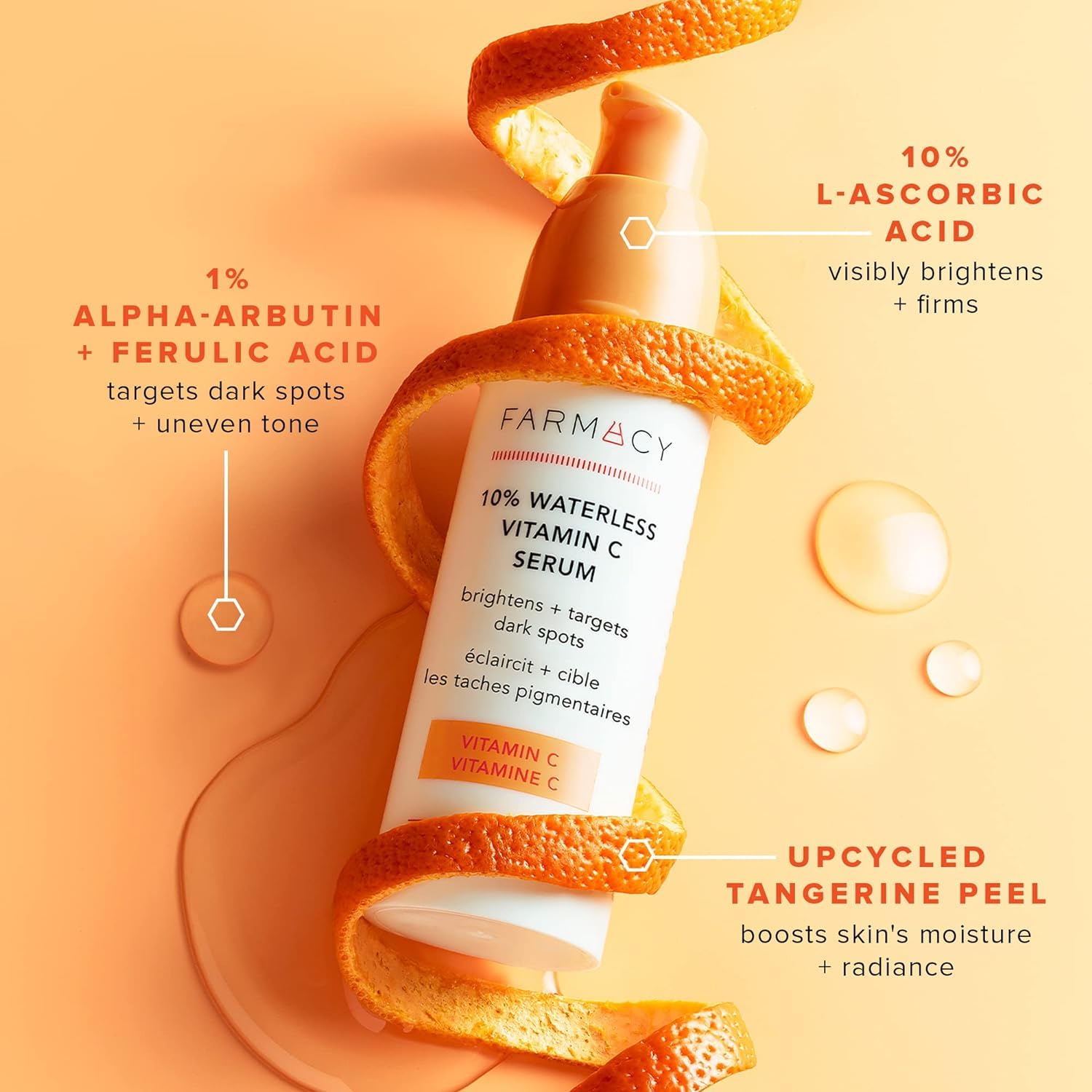 Farmacy serum pump bottle closeup for easy, precise application