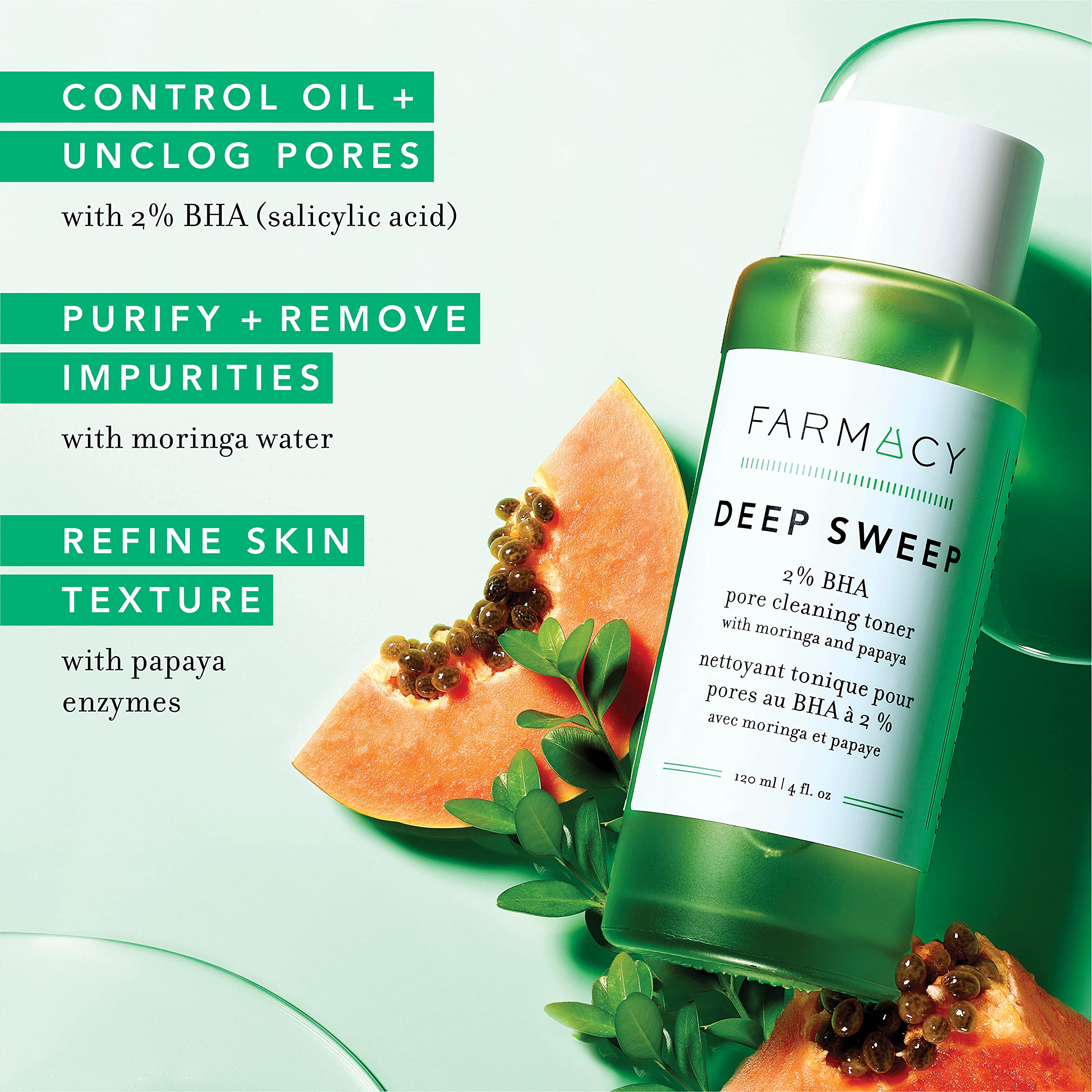 Farmacy 2% Salicylic Acid Toner with papaya enzymes for gentle exfoliation.