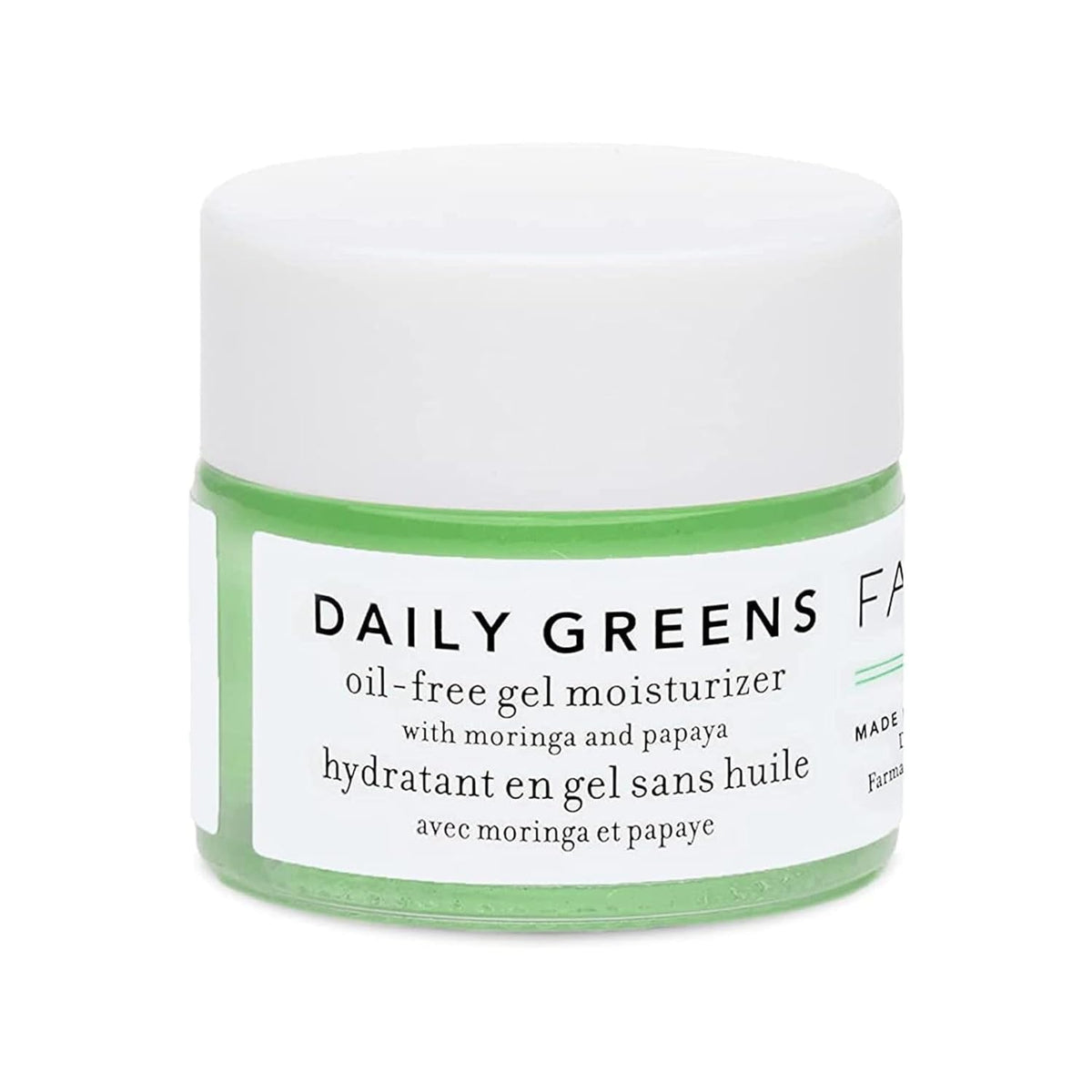 Farmacy Travel Face Moisturizer packaging highlights fragrance-free, oil-free gel for balanced skin.