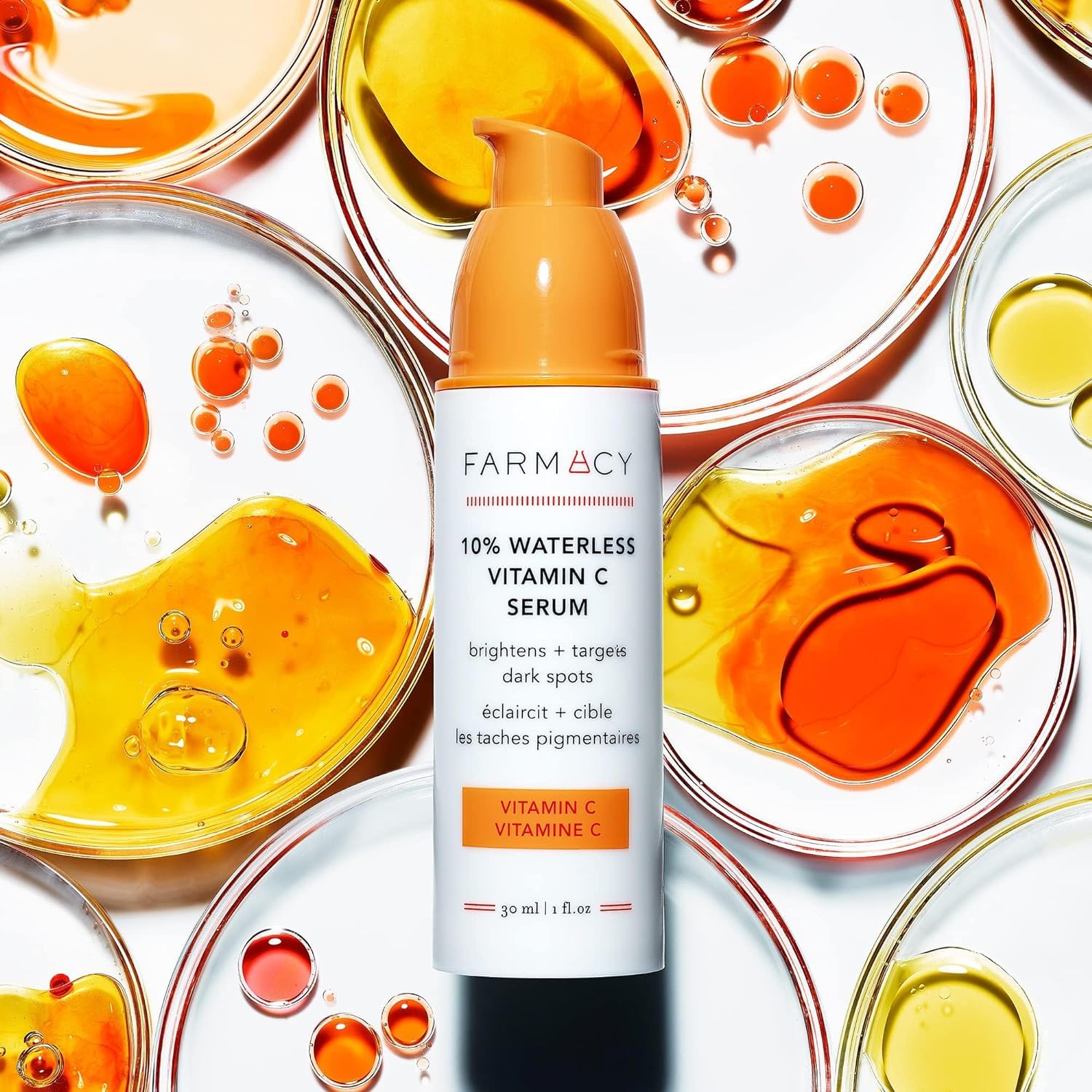 Farmacy vitamin c serum application closeup demonstrating quick absorption and smoothing