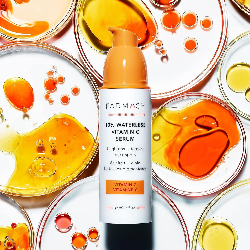 Farmacy vitamin c serum application closeup demonstrating quick absorption and smoothing