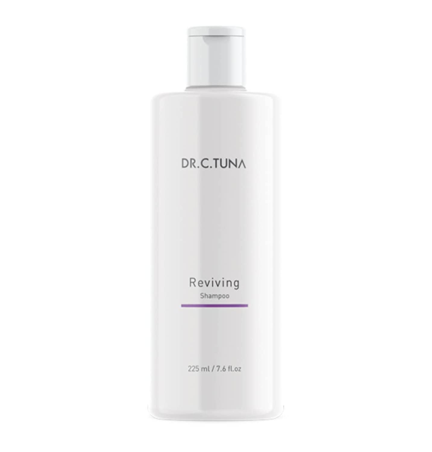FARMASi Dr. C. Tuna Reviving Shampoo bottle pour showing volumizing formula for fuller hair