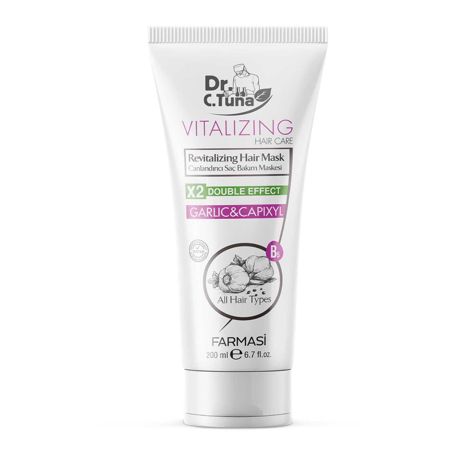 FARMASI Vitalizing Garlic Hair Mask application for deep conditioning and softness.