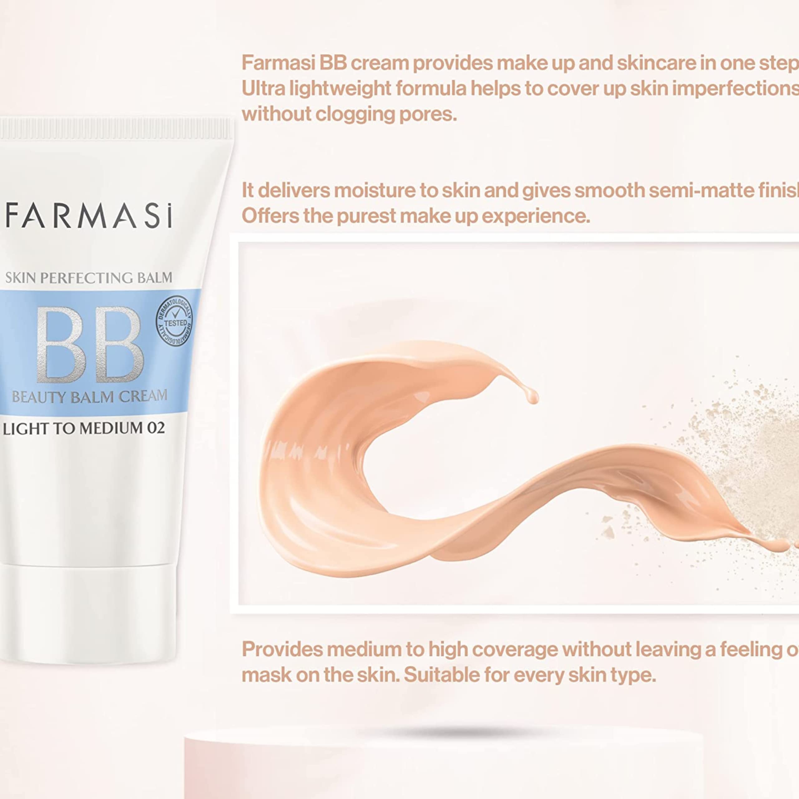 Farmasi Make Up BB Cream compact case shows on-the-go finish for quick touch-ups.