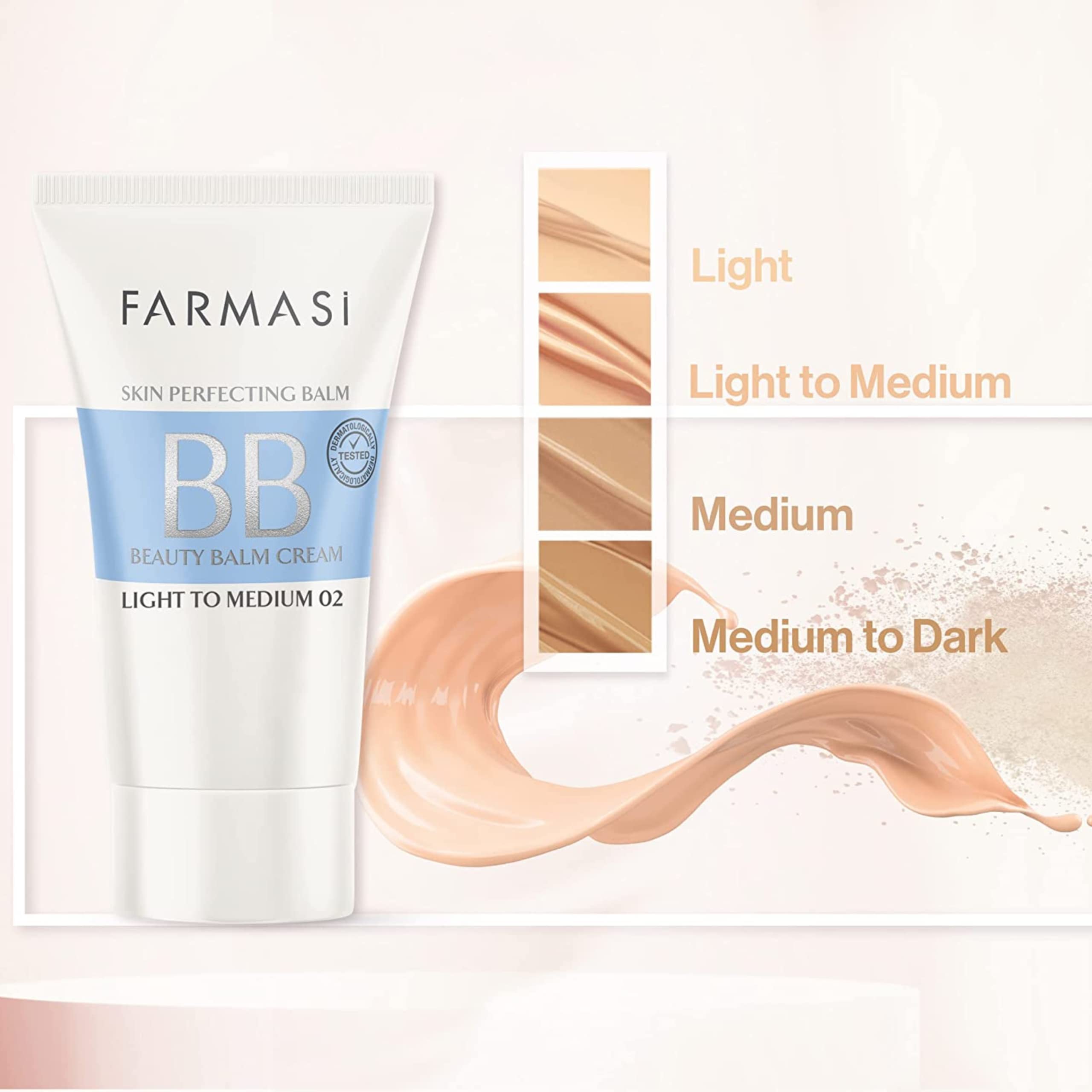 Farmasi Make Up BB Cream packaging box conveys brand promise and shade range.