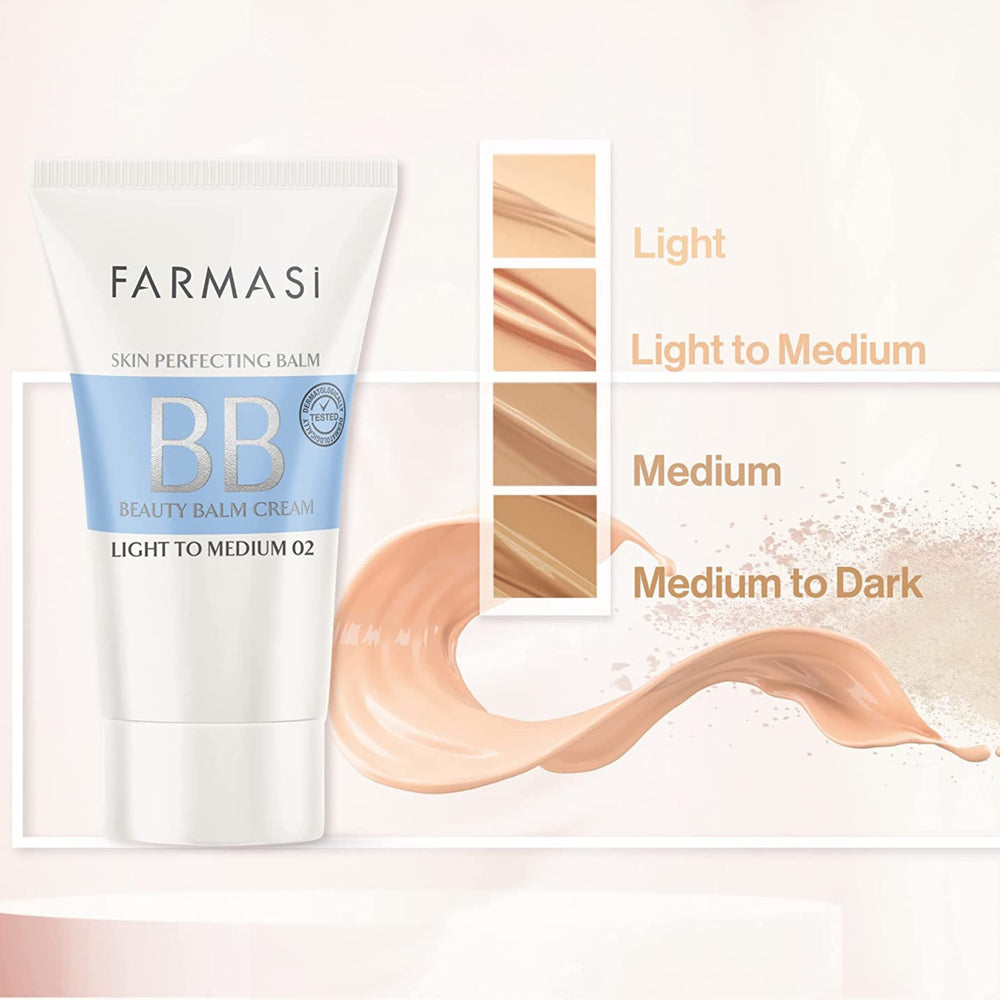 Farmasi Make Up BB Cream packaging box conveys brand promise and shade range.