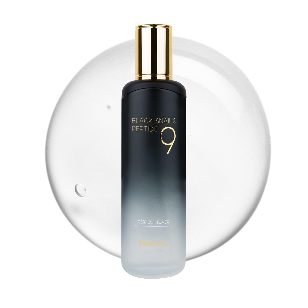 Farmstay Black Snail & Peptide 9 Toner bottle for daily hydration and glow.