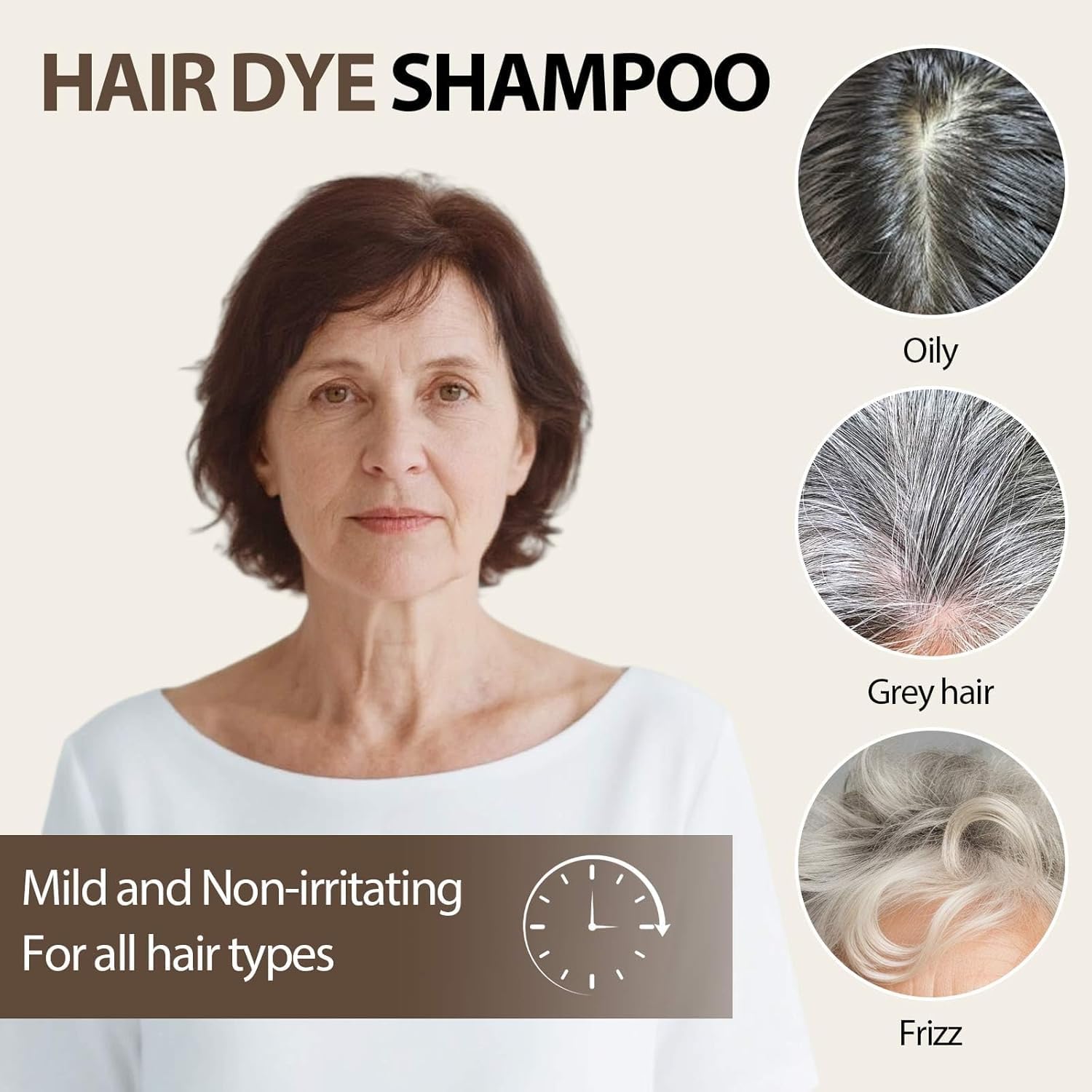 Farndu Brown Hair Dye Shampoo texture swirl showcases plant-based formula.