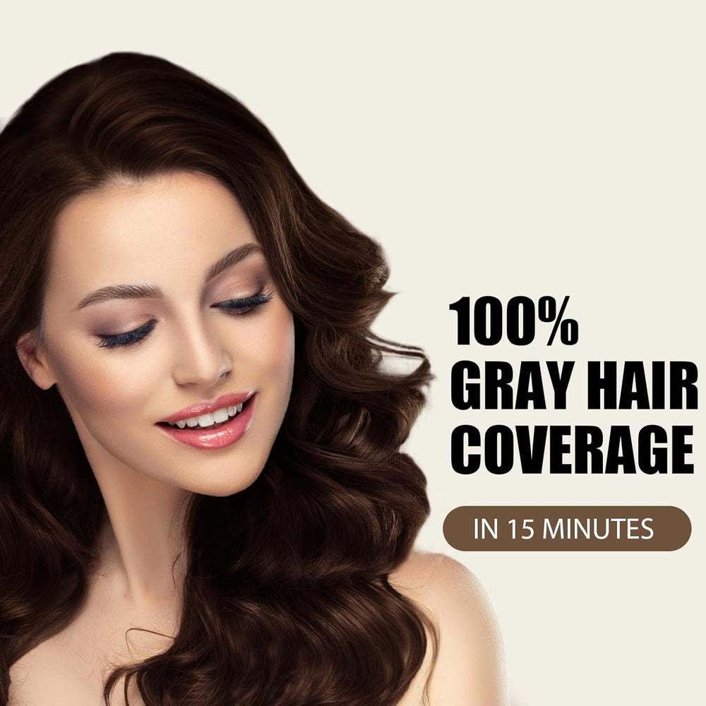 Farndu gray hair coverage application shows steady color build for natural-looking results.