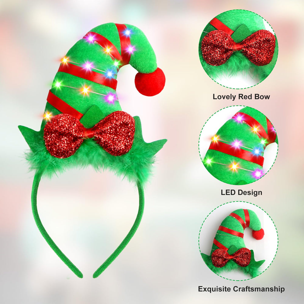 Farochy Christmas LED headband soft-material closeup ensures comfortable wear