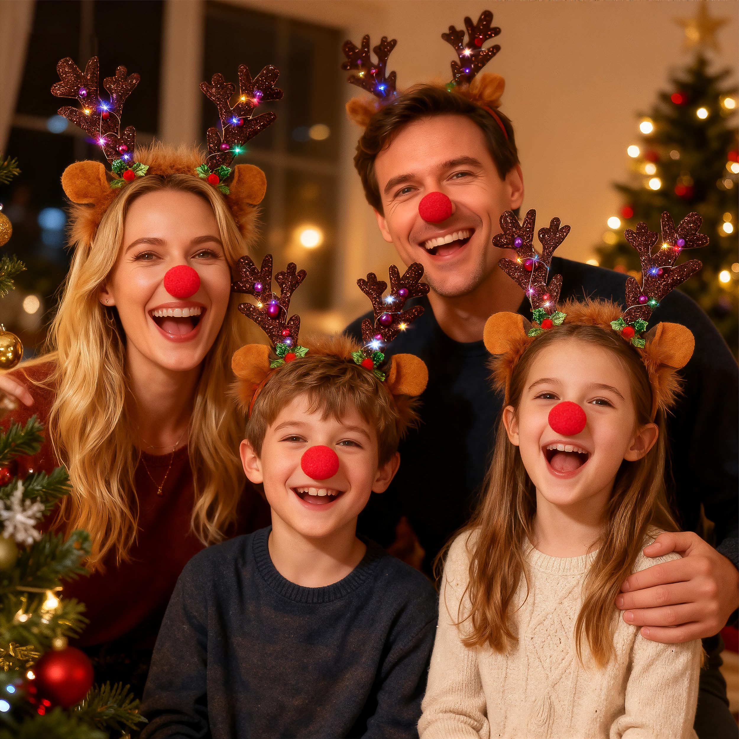 Farochy red nose clip complements the look for festive photos