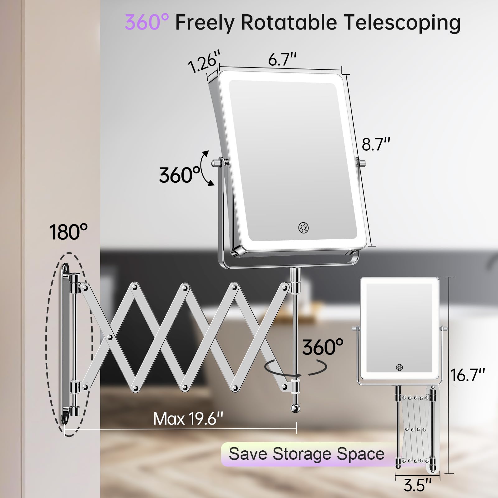 FASCINATE chrome wall-mount base with rust-resistant metal finish for durable setup
