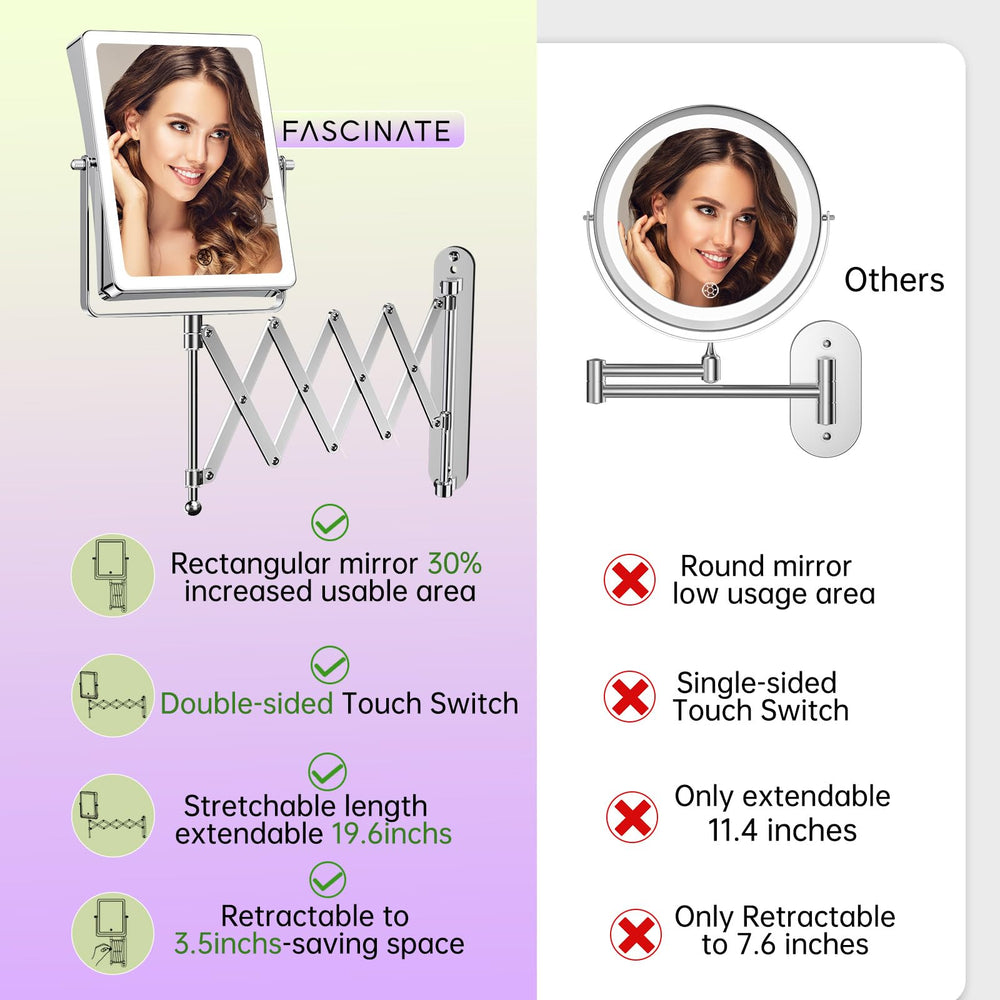 FASCINATE LED lights with 84 bulbs creating even glow across the face