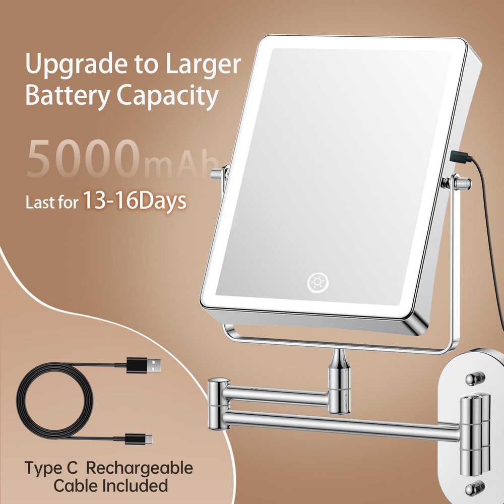 FASCINATE 5000mAh mirror 1X view enables even makeup application.