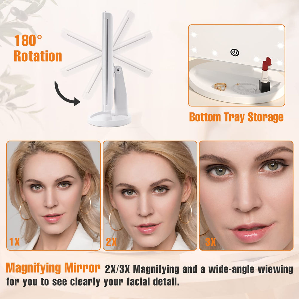 FASCINATE vanity mirror with 21 LED lights for true color makeup in any light.