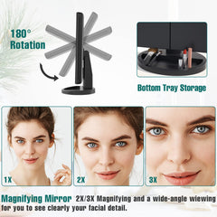 FASCINATE mirror shows 3x magnification for precise brow shaping and detail work.