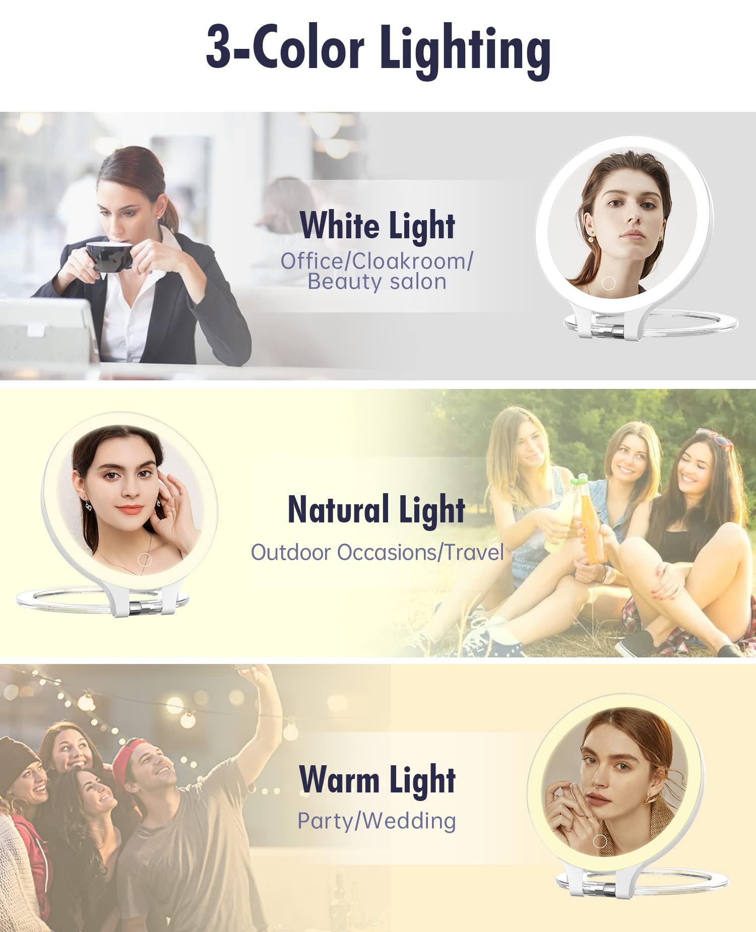 FASCINATE 3-tone lighting aids true color under any lighting.