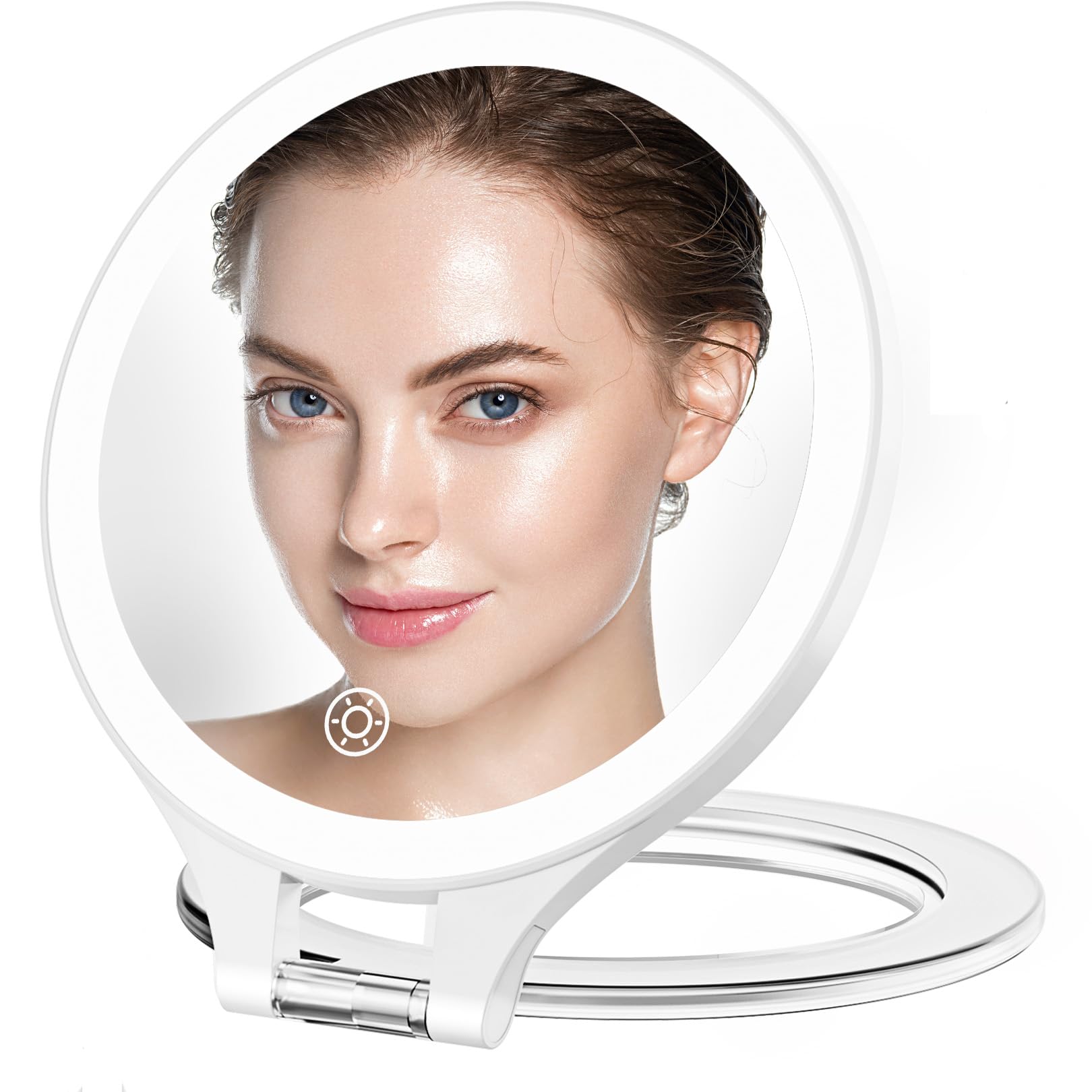FASCINATE magnifying mirror with double-sided light for precise makeup application
