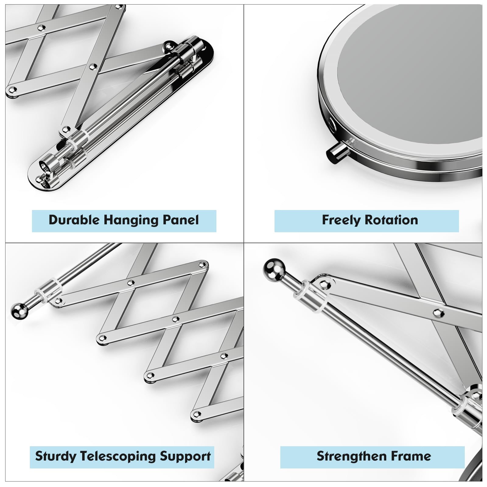 FASCINATE chrome finish mirror adds modern style to bathroom