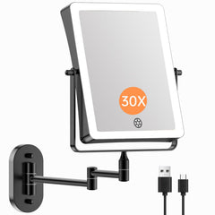 FASCINATE wall-mounted makeup mirror front view with built-in lighting for full-face makeup.