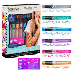 Fashion Angels Sparkle Tats set box with colorful pens and stickers for kids creativity