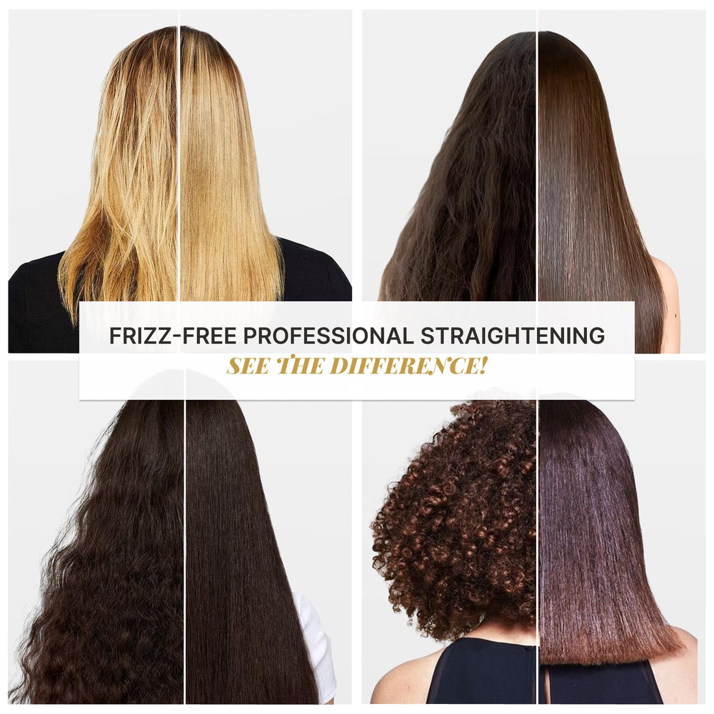 Fashion Gold frizz-control shot demonstrates lasting smoothness.
