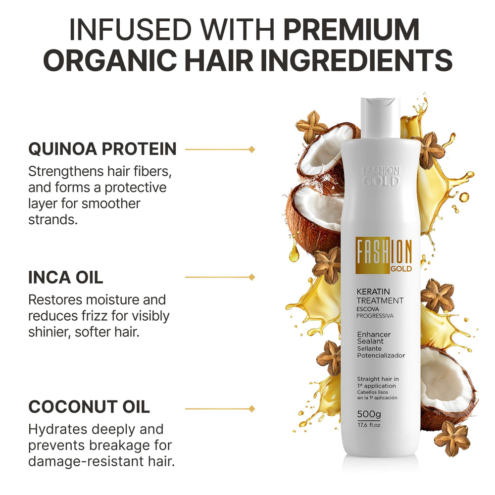 Fashion Gold keratin at-home kit packaging for easy DIY styling