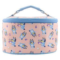 Fast Forward Bluey makeup bag interior shows roomy space for brushes and toiletries.