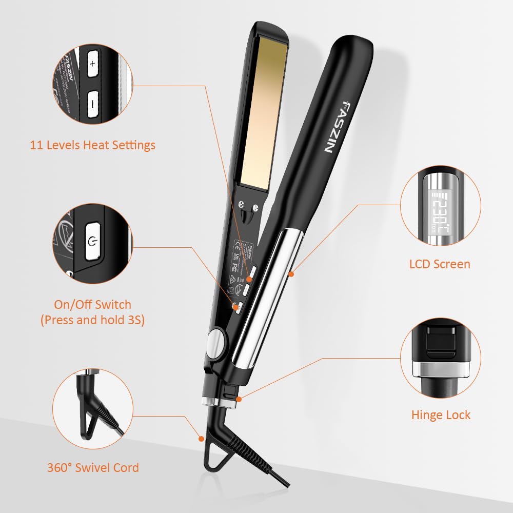 Faszin 3D floating plate adapts to hair texture for even straightening.