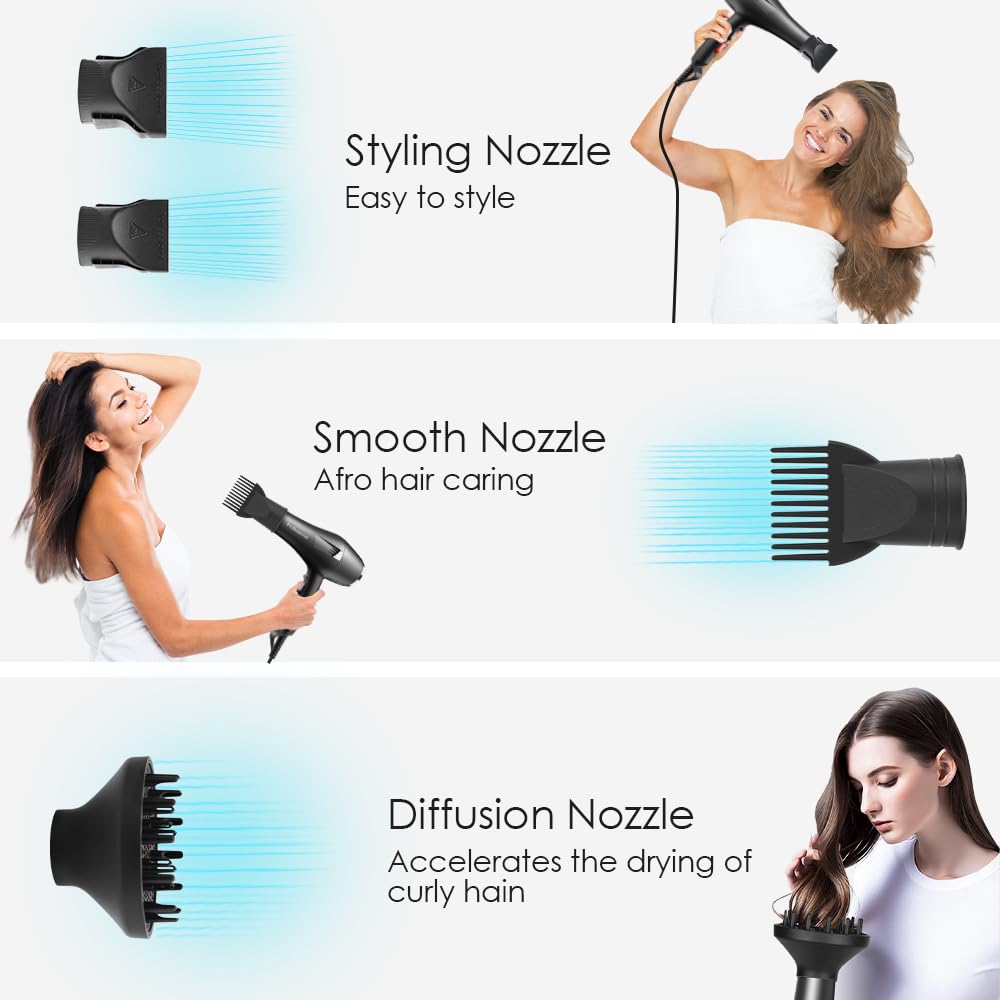 Faszin Hair Dryer control panel closeup showing easy 7 mode customization.
