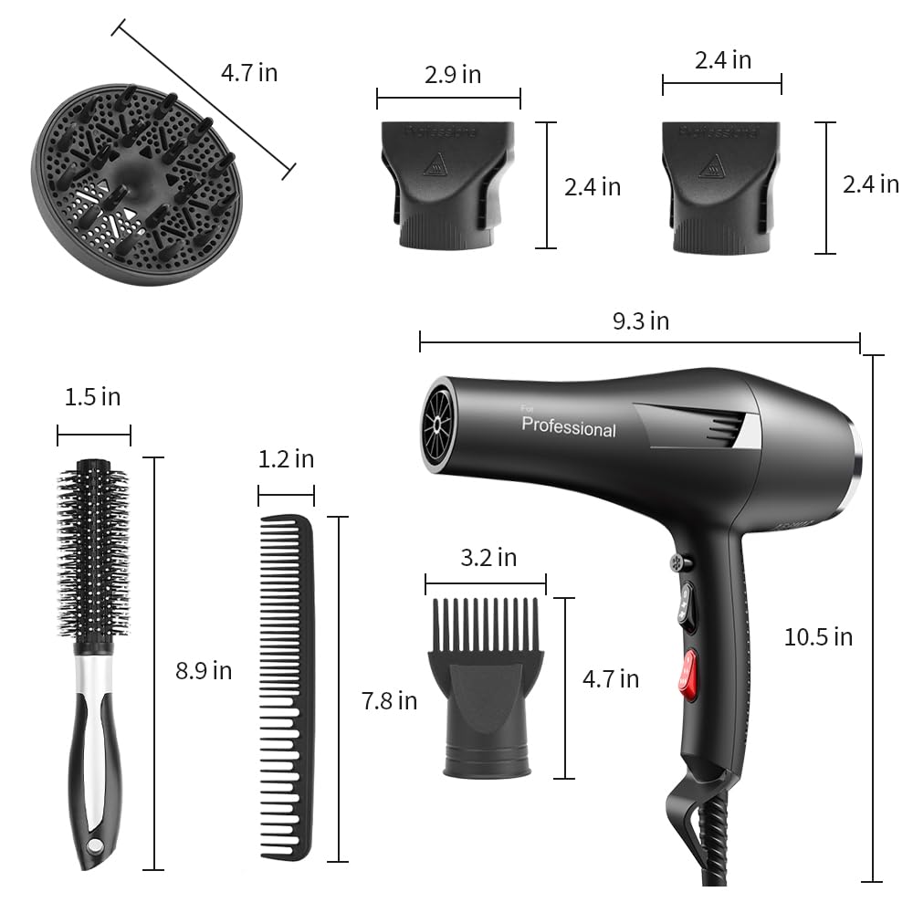 Faszin Hair Dryer cord and storage featuring a long 98-inch cable for flexibility.