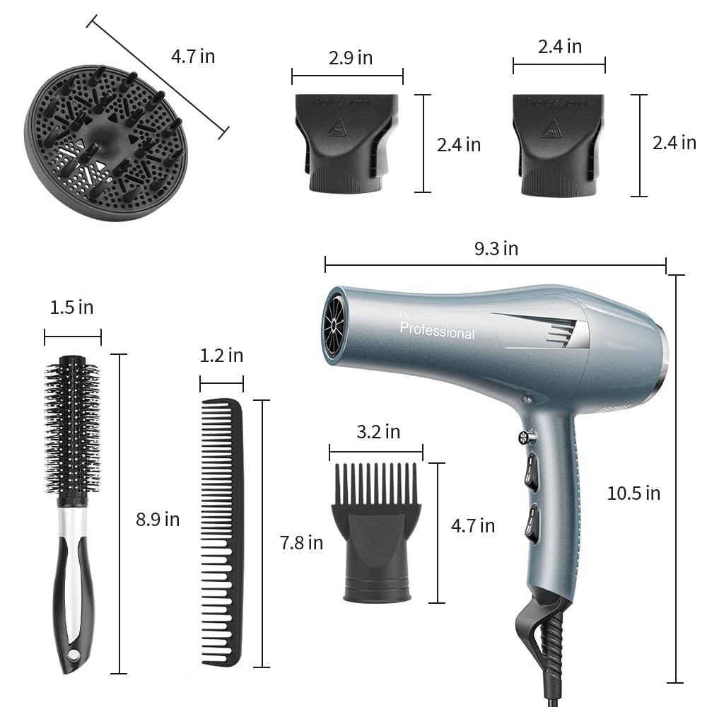 Faszin Ionic Salon Hair Dryer 2.5 m cable for flexible, unrestricted movement.