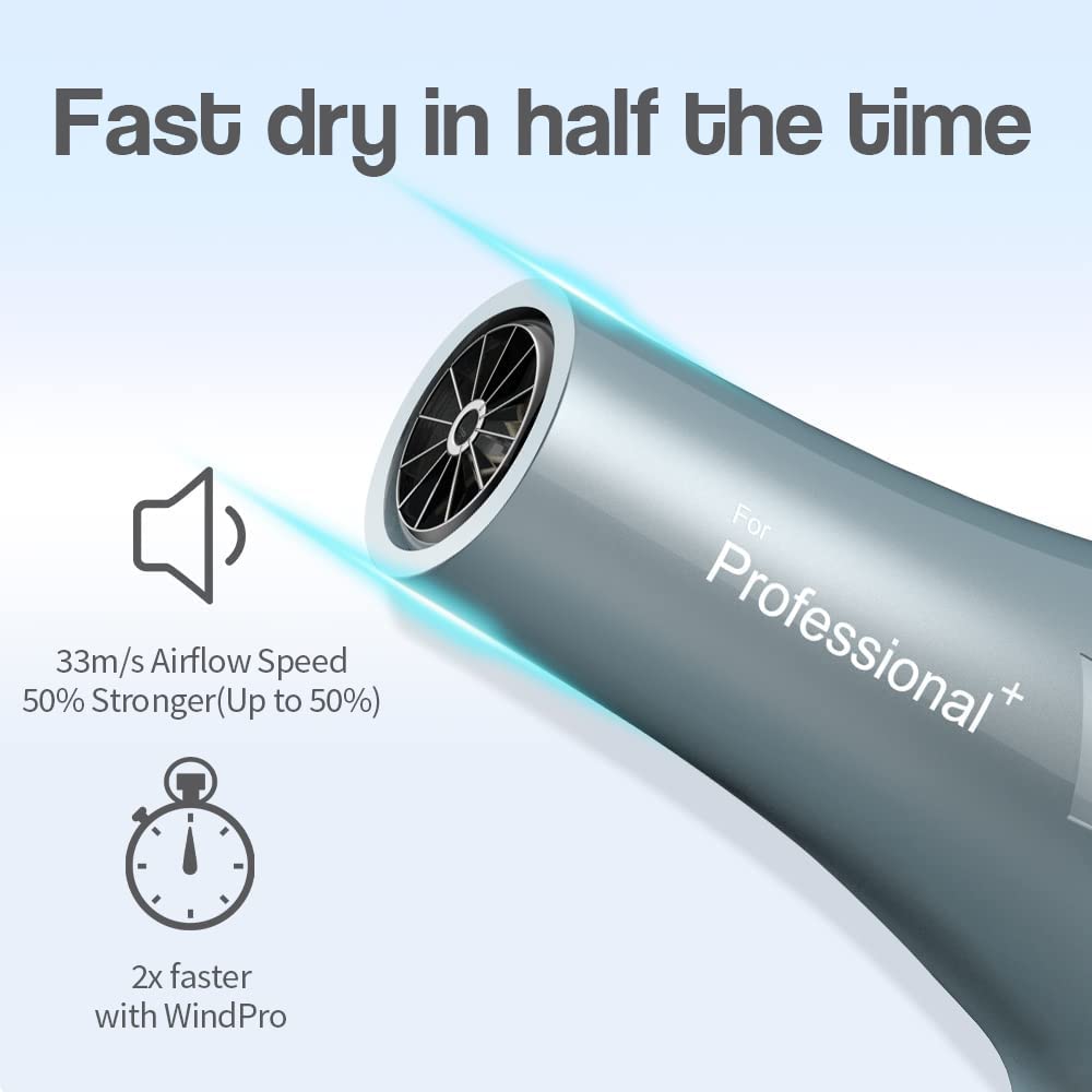 Faszin Ionic Salon Hair Dryer diffuser attached for curly hair styling.