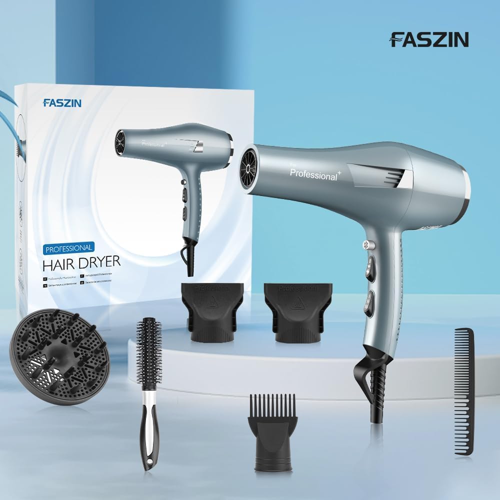Faszin Ionic Salon Hair Dryer ergonomic handle for reduced fatigue during use.