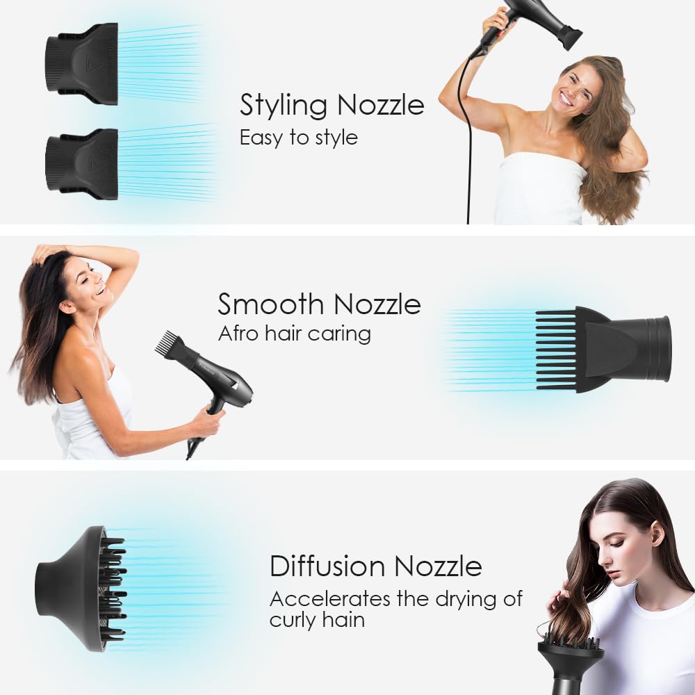 Faszin Ionic Salon Hair Dryer styling comb attachment enables versatile smoothing.