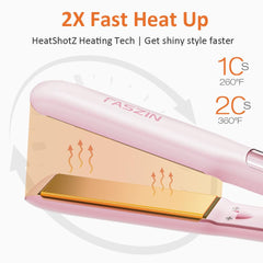 Faszin Pro Hair Straightener LED display shows precise temperature control.