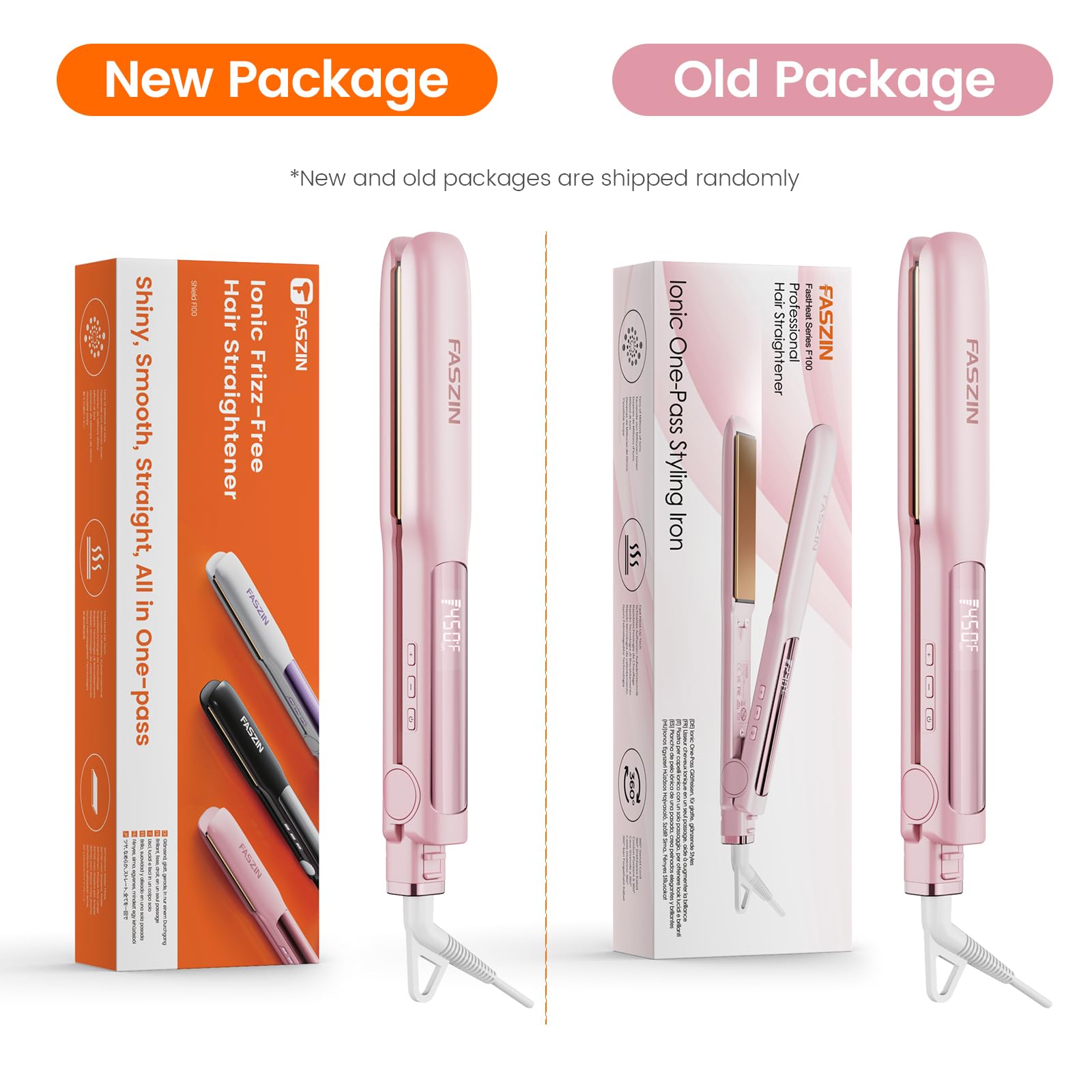 Faszin Pro Pink Straightener offers 2-in-1 styling in a vibrant finish.