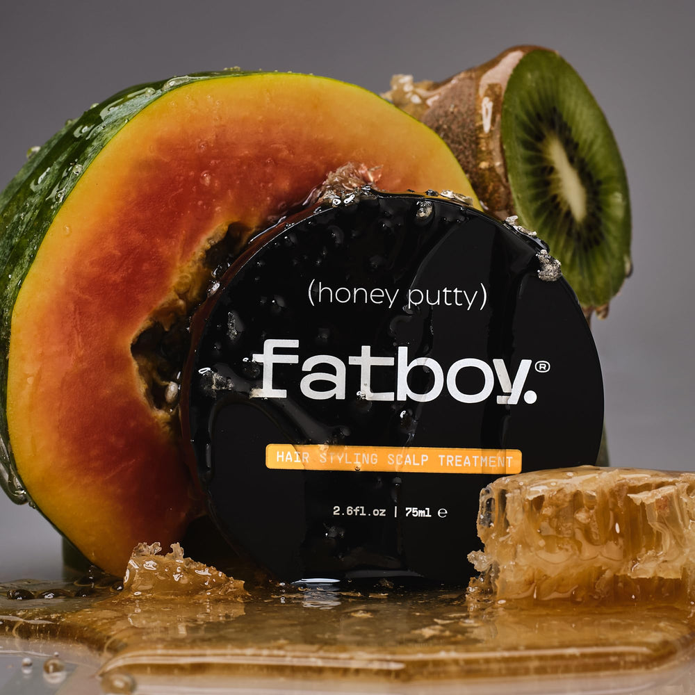 Fatboy Honey Putty leave-in-finish shows lightweight, non-greasy styling with texture