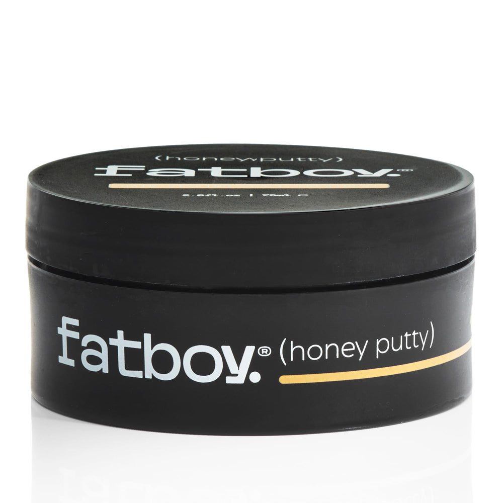 Fatboy Honey Putty packaging shows brand with travel-friendly 2.6 oz size for on-the-go styling