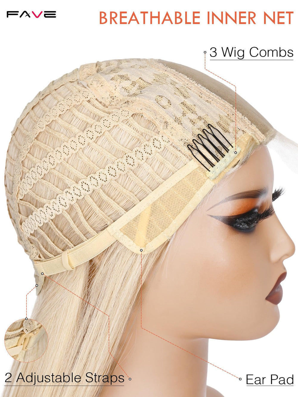 FAVE versatile-styling wig shows curl or straight options for weddings and cosplay.
