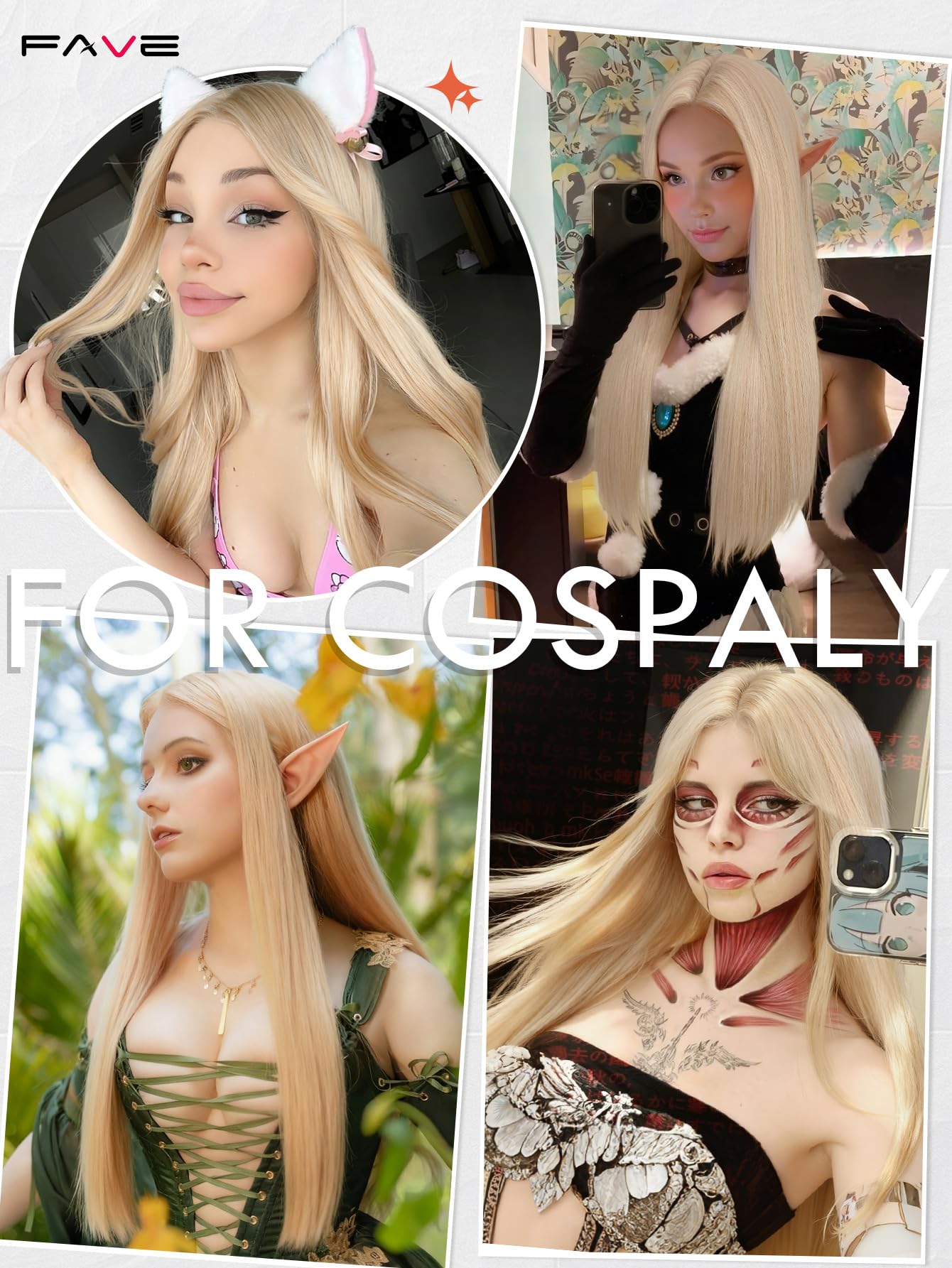 FAVE daily cosplay-friendly wig highlighted for easy event-ready looks.