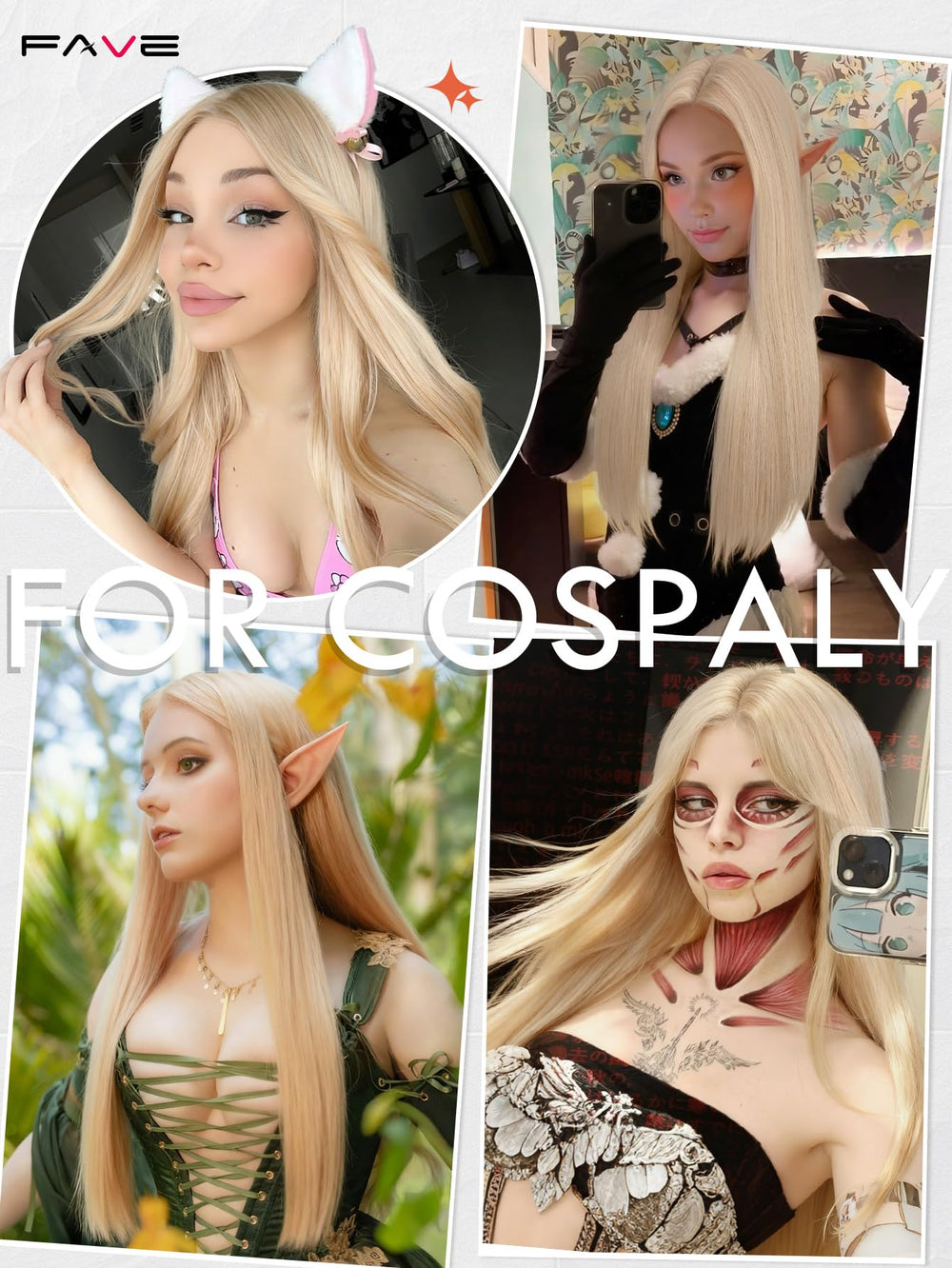 FAVE daily cosplay-friendly wig highlighted for easy event-ready looks.