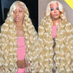 Fayniss 30-inch 613 blonde wig front view shows dramatic length and natural shine.